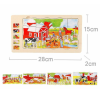 Puzzle Montessori incastru din lemn in cinci straturi, Viata la Ferma, 41 Piese, + 3 ani