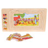 Puzzle Montessori incastru din lemn in cinci straturi, Viata la Ferma, 41 Piese, + 3 ani