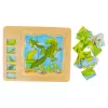 Puzzle Montessori incastru din lemn in cinci straturi cu Ciclul Vietii A Unei Broscute, 31 Piese, + 3 ani