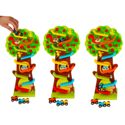 Circuitul veveritei din lemn sub forma de copac, cu 3 masinute, 9 rampe, 37 cm inaltime - Squirrel Taxiway RCO