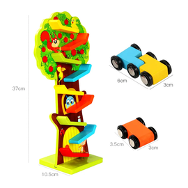 Circuitul veveritei din lemn sub forma de copac, cu 3 masinute, 9 rampe, 37 cm inaltime - Squirrel Taxiway RCO