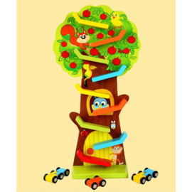 Circuitul veveritei din lemn sub forma de copac, cu 3 masinute, 9 rampe, 37 cm inaltime - Squirrel Taxiway RCO