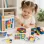 Joc educativ RCO 16 cuburi de logica "Pixy Cubes"  din lemn si 23 carduri cu modele ajutatoare
