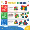 Joc de memorie si logica pentru copii cu cuburi colorate din lemn si planse de provocare
