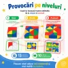 Joc de memorie si logica pentru copii cu cuburi colorate din lemn si planse de provocare