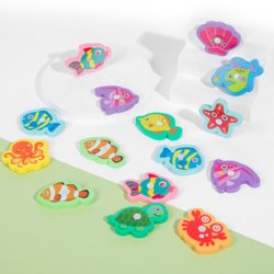 Joc RCO din lemn Montessori multifunctional 6 in 1 cu cifre, forme geometrice, logaritmic cu stivuire piese, pescuit magnetic, indemanare si sortare