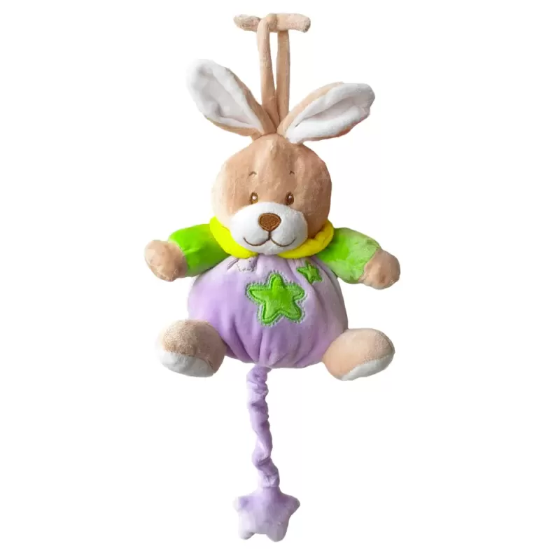 Jucarie muzicala din plus RCO, cu mecanism de tragere si agatatoare, Iepuras