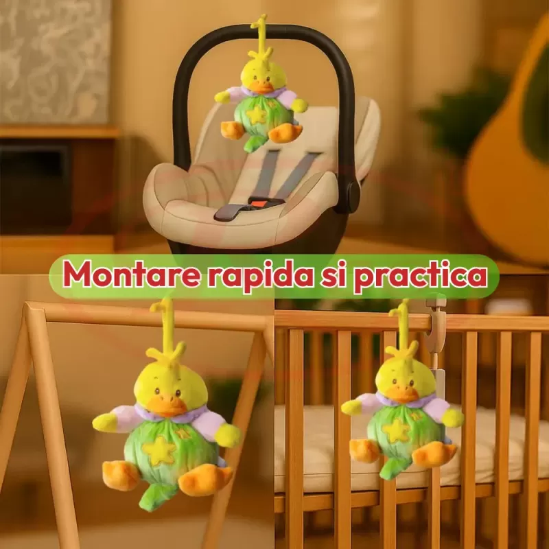 Jucarie muzicala din plus RCO, cu mecanism de tragere si agatatoare, Ratusca