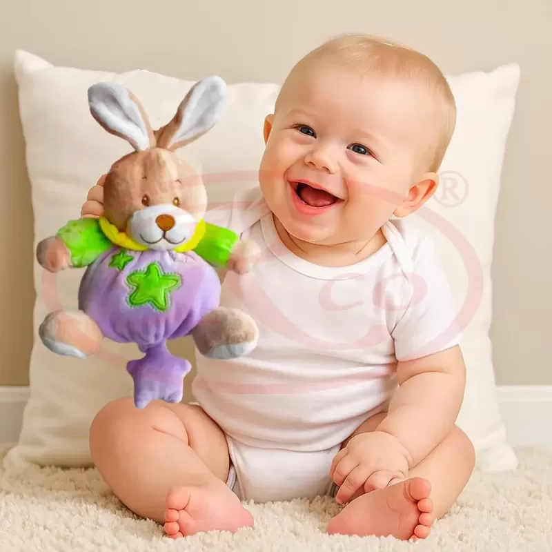 Jucarie muzicala din plus RCO, cu mecanism de tragere si agatatoare, Iepuras