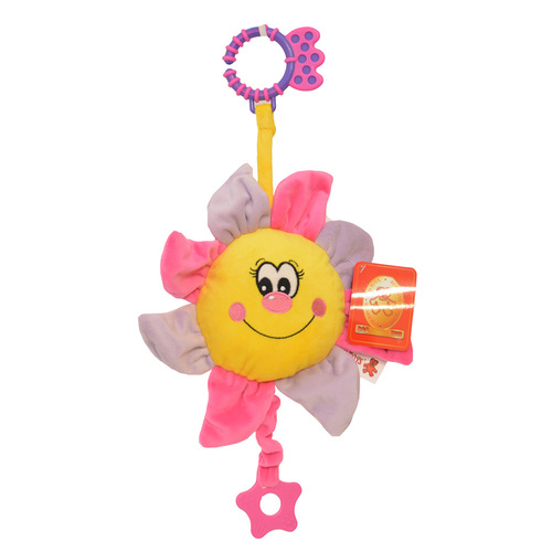 Jucarie muzicala din plus RCO, cu activare delicata si agatatoare, 26 cm, Roz