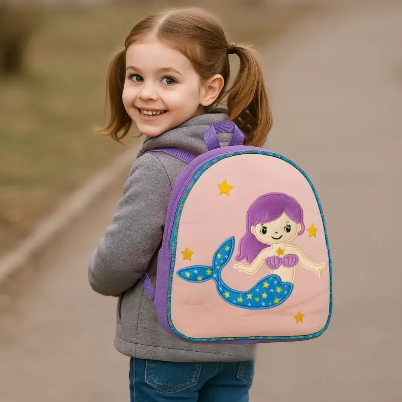 Jucarie din plus tip rucsac cu sirena, Mov, 33 cm