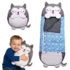 Jucarie de plus 2 in 1 Perna/Sac de dormit Zeta, Pliabil, Portabil,135x50cm, Gri, 3-6 ani