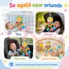 Jucarie muzicala RCO pentru bebelusi din plus, cu agatatoare, multiple melodii, Pisicuta, 26 cm, +0 luni