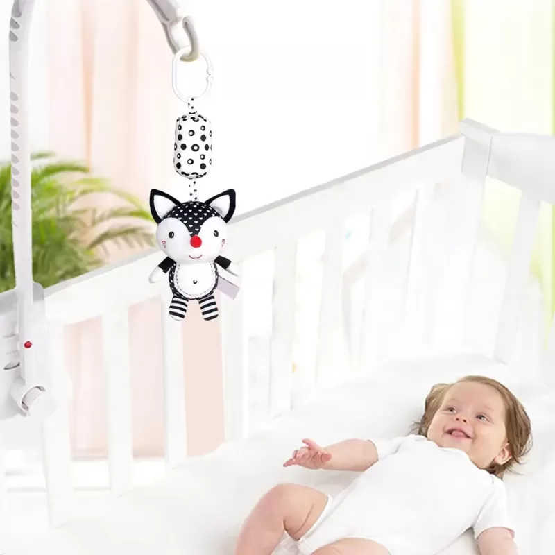 Set jucarii zornaitoare alb-negru pentru bebelusi 0+ luni – stimulare vizuala si senzoriala, 3 buc