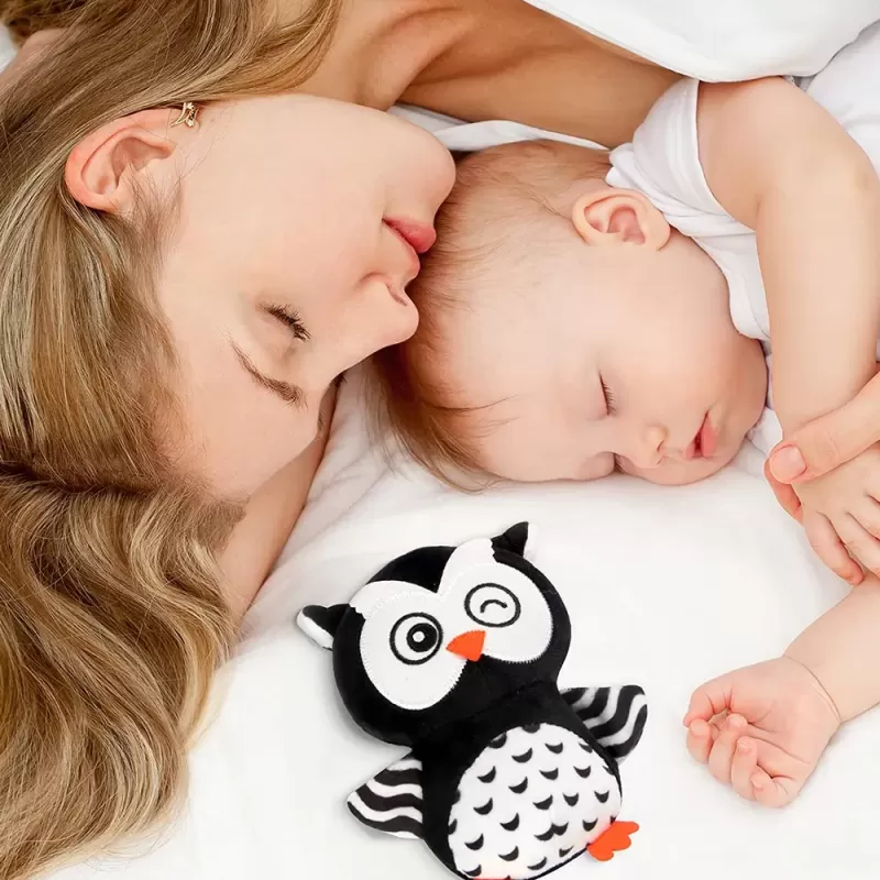 Set jucarii zornaitoare alb-negru pentru bebelusi 0+ luni – stimulare vizuala si senzoriala, 3 buc
