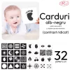 Set jucarii zornaitoare si carduri stimulare vizuala cu forme inovatoare, texturi diferite, + 0-3 luni