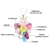 Jucarie zornaitoare din material textil pentru bebelusi, cu agatatoare, Fluture, unisex, +0