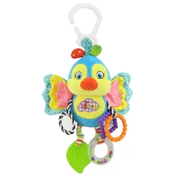 Jucarie zornaitoare din material textil pentru bebelusi, cu agatatoare, Cute Bird, unisex, +0