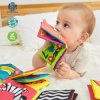 Set 6 carti textile senzoriale fosnaitoare pentru bebelusi + 6 luni, cu animalute dragute, numere, culori, vehicule, elemente grafice, 4 pagini, 8 fete, 12 x 12 x 4.5 cm