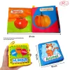 Set 8 carti senzoriale si fosnaitoare din material textil multicolor pentru bebelusi cu si fara agatatori cu tematici diverse, potrivite +6 luni, 4 pagini/8 fețe, 10x10x4 cm