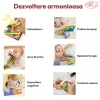Set 8 carti senzoriale si fosnaitoare din material textil multicolor pentru bebelusi cu si fara agatatori cu tematici diverse, potrivite +6 luni, 4 pagini/8 fețe, 10x10x4 cm