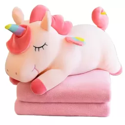 Inorog din Plus cu Paturica Moale – Jucarie de Imbratisat