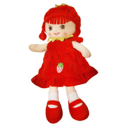 Papusa de plus, in limba romana, 35 cm, Rosu