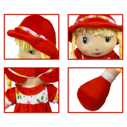 Papusa material textil RCO, Rosu, 35 cm, +18luni