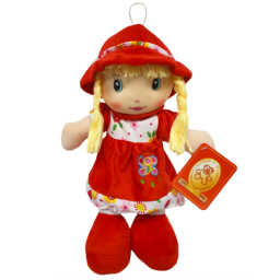 Papusa material textil RCO, Rosu, 35 cm, +18luni