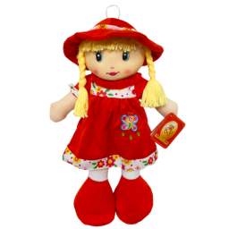 Papusa material textil RCO, Rosu, 50 cm, +18luni