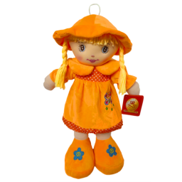 Papusa material textil RCO, Portocaliu, 50 cm, +18lun