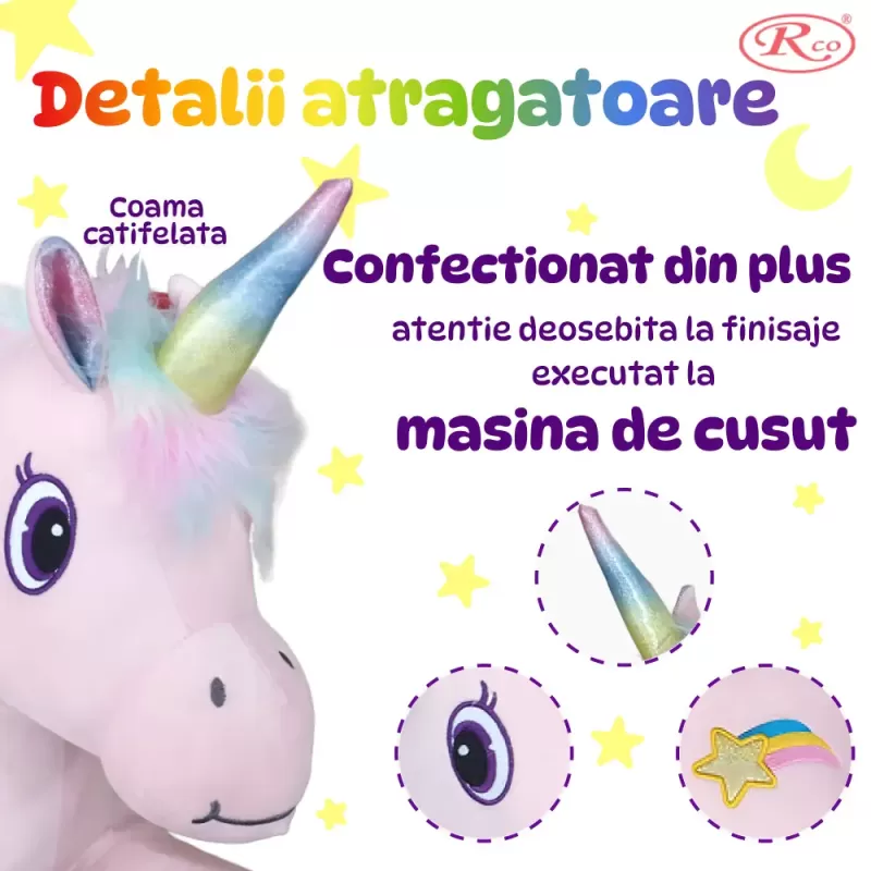 Unicorn Curcubeu Gigant din plus catifelat, 100 cm, +3 ani
