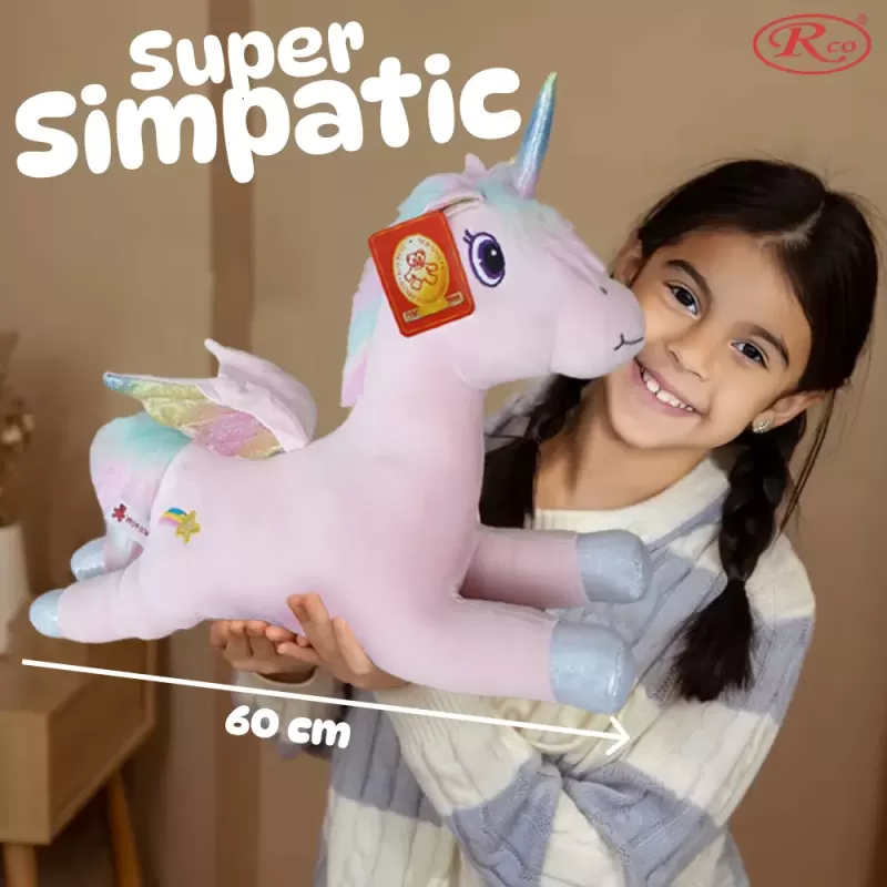 Unicorn Curcubeu din plus catifelat, 60 cm, +3 ani