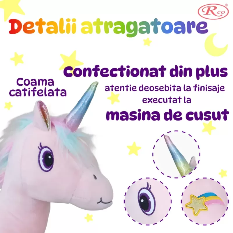 Unicorn Curcubeu din plus catifelat, 60 cm, +3 ani