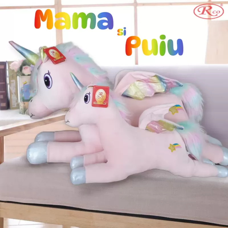 Unicorn Curcubeu Gigant din plus catifelat, 100 cm, +3 ani