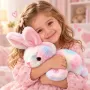 Iepuras Curcubeu din Plus cu lumini LED multicolore – Moale, Irezistibil si Iubit de Copii, 33 cm