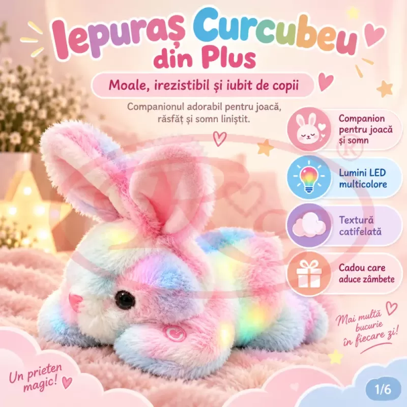 Iepuras de Plus cu Lumini LED, 33 cm