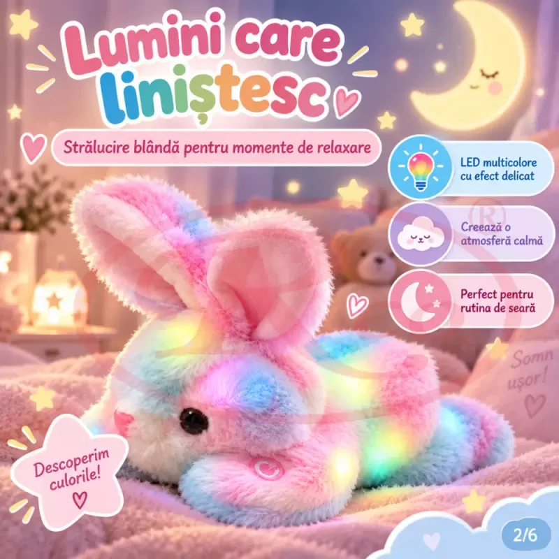 Iepuras de Plus cu Lumini LED, 33 cm