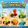 Set 5 Masinute de Constructie pentru Copii, Betoniera, Basculanta, Excavator, Automacara si Buldozer, Vehicule de Santier, 3+ Ani