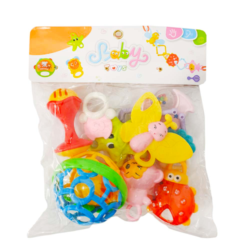 Set jucarii zornaitoare cu forme inovatoare, texturi diferite, multicolore, 10 buc, + 3 luni