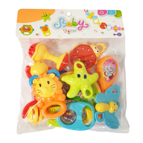 Set jucarii zornaitoare cu forme inovatoare, texturi diferite, multicolore, 11 buc