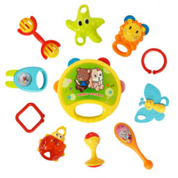 Set jucarii zornaitoare cu forme inovatoare, texturi diferite, multicolore, 11 buc