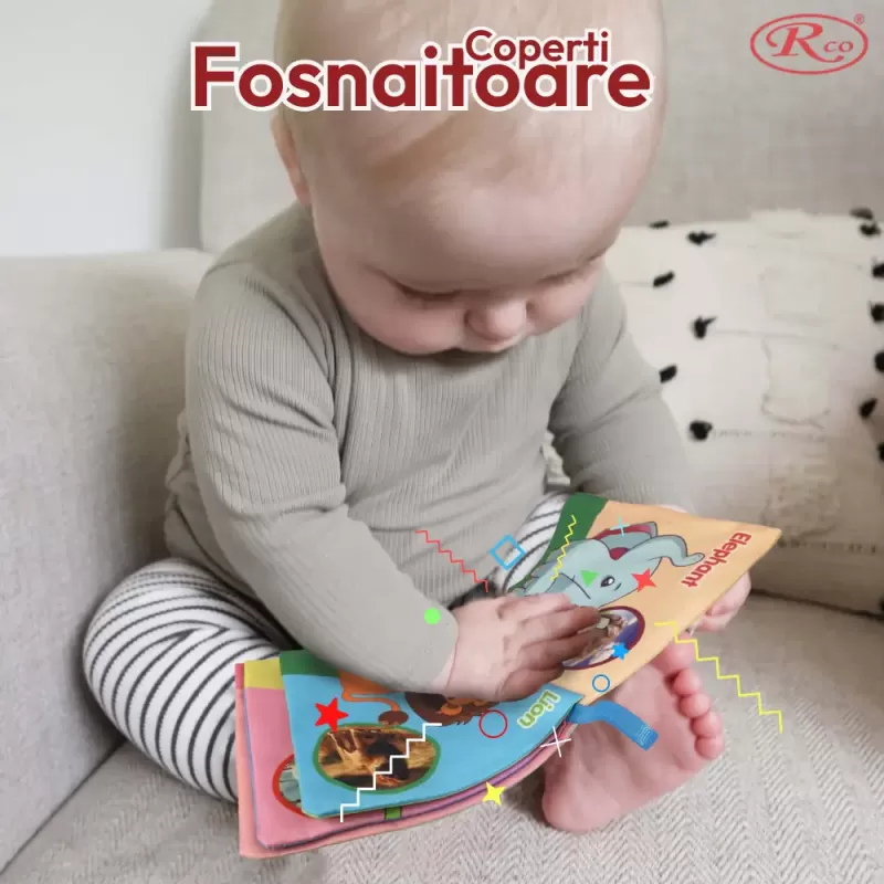 Set jucarii zornaitoare si carti senzoriale cu forme inovatoare, texturi diferite, multicolore, 14 buc, + 3-6 luni