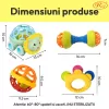 Set 4 Jucarii zornaitoare cu forme inovatoare, texturi diferite, pentru dentitie si motricitate, multicolore