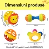Set 4 Jucarii zornaitoare cu forme inovatoare, texturi diferite, pentru dentitie si motricitate, multicolore