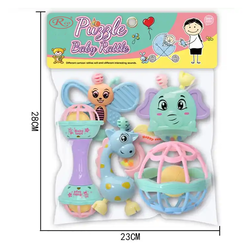 Set Jucarii Zornaitoare cu forme inovatoare, texturi diferite, pastel, 6 buc, +3luni