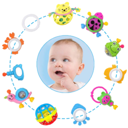 Set jucarii zornaitoare cu forme inovatoare, texturi diferite, multicolore, 11 buc, + 3 luni