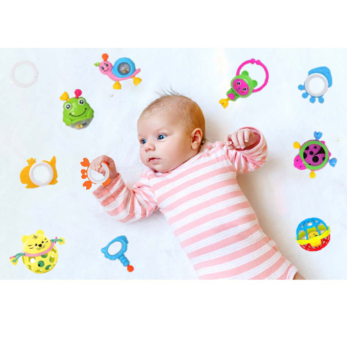 Set jucarii zornaitoare cu forme inovatoare, texturi diferite, multicolore, 11 buc, + 3 luni
