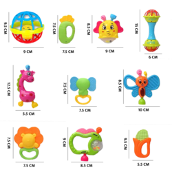Set Jucarii Zornaitoare cu forme inovatoare, texturi diferite, multicolore, 10 buc, +3luni
