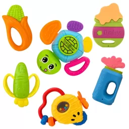 Set jucarii zornaitoare cu forme inovatoare, texturi diferite, multicolore, 6 buc, + 3-6 luni